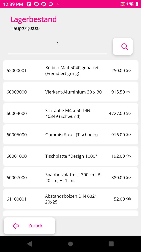 Lagerbestand eines Lagerplatzes
