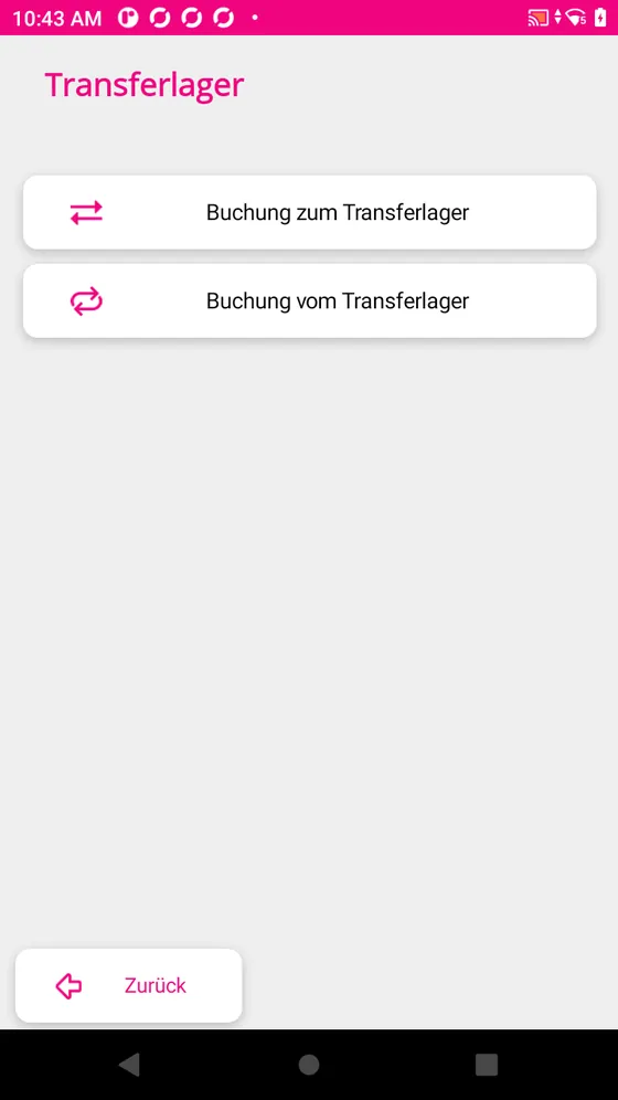 Auswahl der beiden Transferrichtungen
