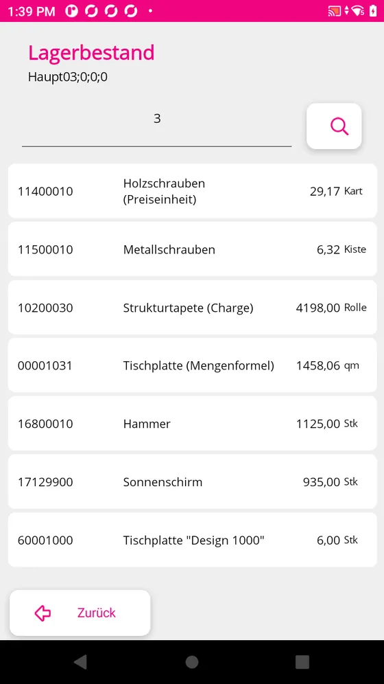 Lagerbestand eines Lagerplatzes